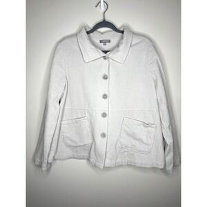 Habitat White Corduroy Jacket Womens M Button Front Patch Pockets Lagenlook